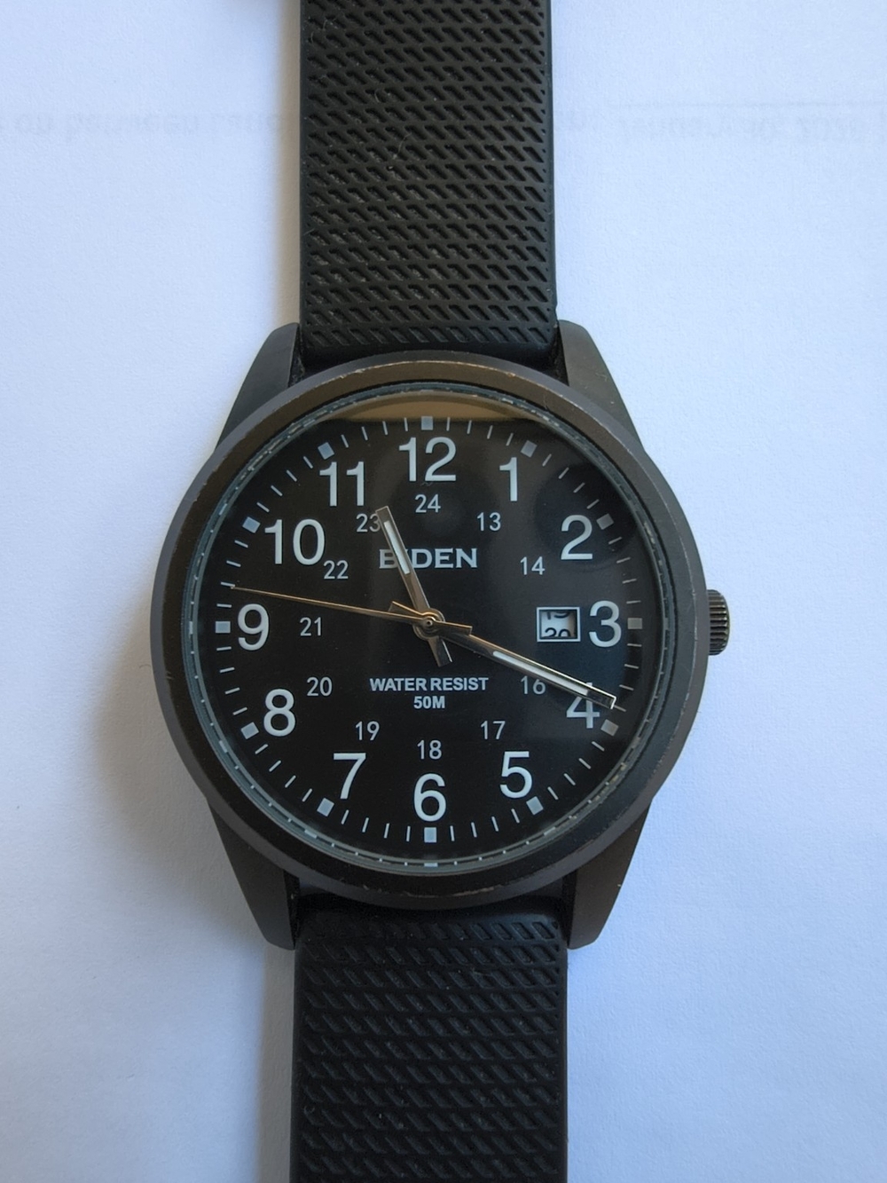 BIDEN Men’s Black Analog Quartz Watch 40mm Silicone Strap Date